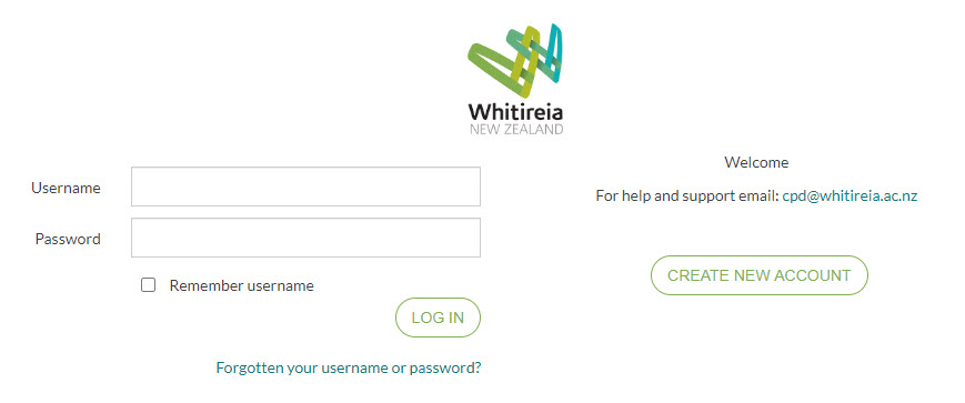 CPD@Whitireia Login Page